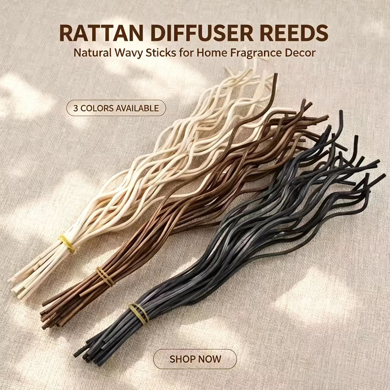 Home Fragrance Stick - 20 Buah Stik Diffuser Rotan Bergelombang